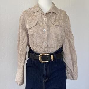 Vintage cream paisley silk button up